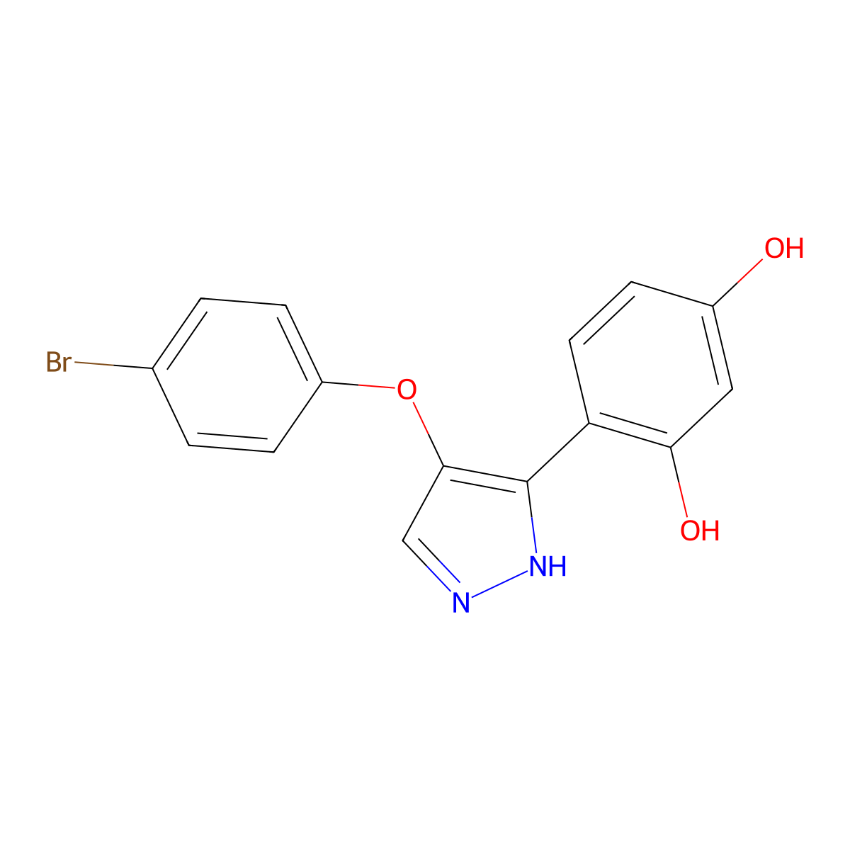 4-[4-(4-bromophenoxy)-1H-pyrazol-3-yl]-1,3-Benzenediol molecular structure, CAS 412962-83-5