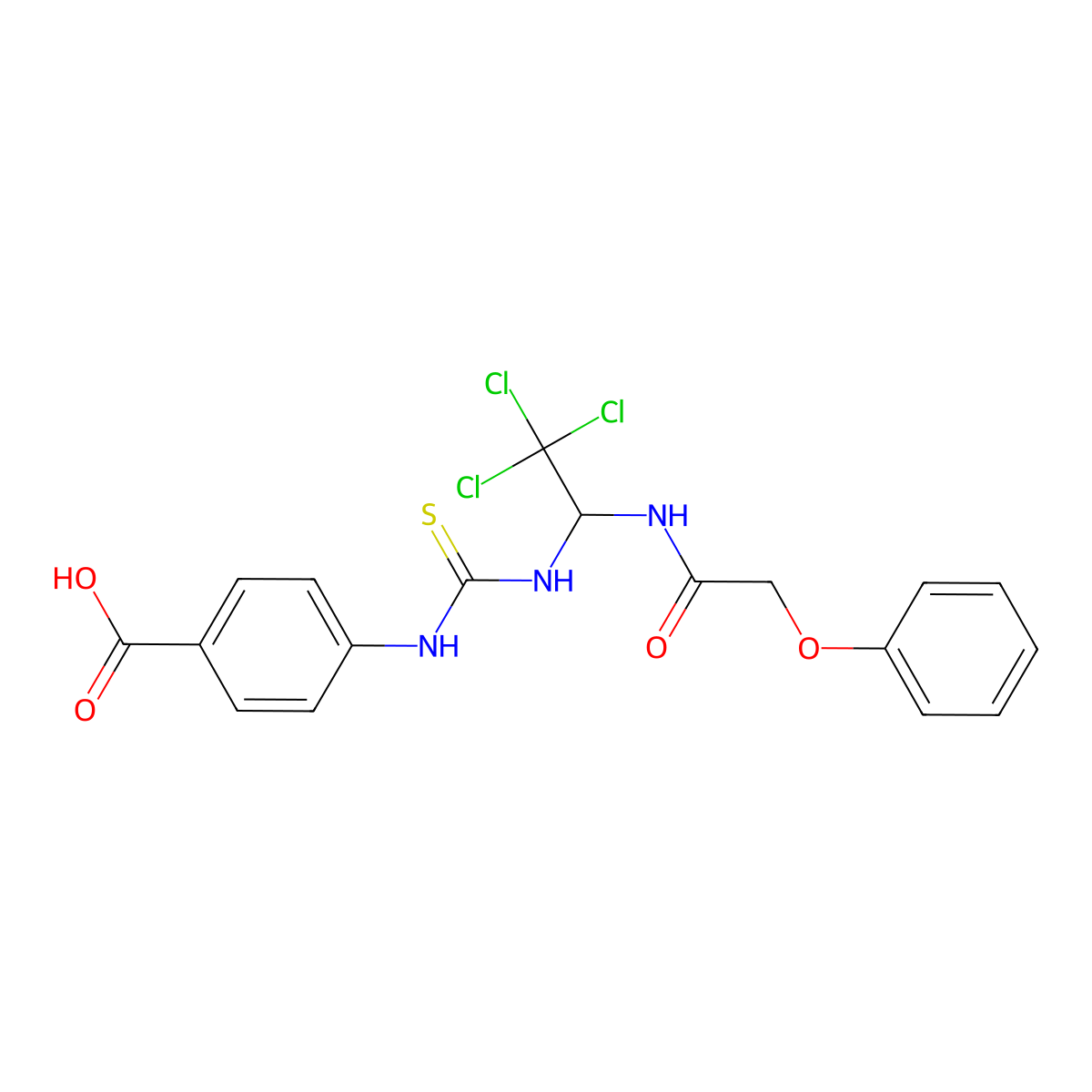 4-[({2,2,2-Trichloro-1-[(phenoxyacetyl)amino]ethyl}carbamothioyl)amino]benzoic acid molecular structure, CAS 412963-21-4