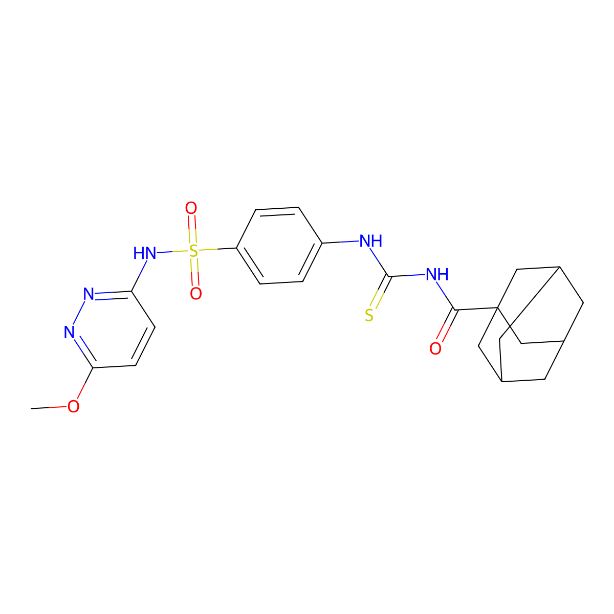 N-[[4-[(6-methoxypyridazin-3-yl)sulfamoyl]phenyl]carbamothioyl]adamantane-1-carboxamide molecular structure, CAS 412964-22-8