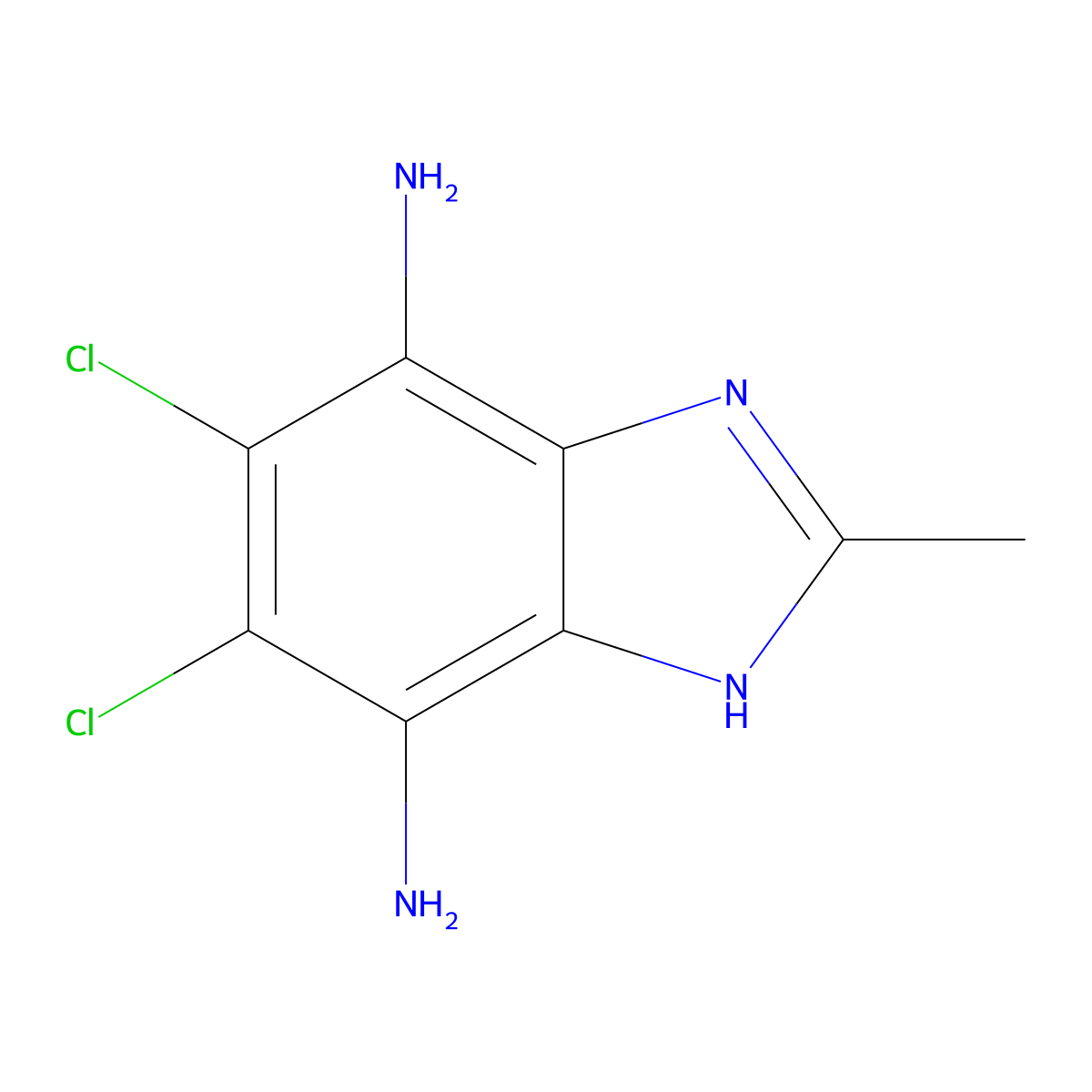 5,6-Dichloro-2-methyl-1H-1,3-benzodiazole-4,7-diamine molecular structure, CAS 412964-42-2