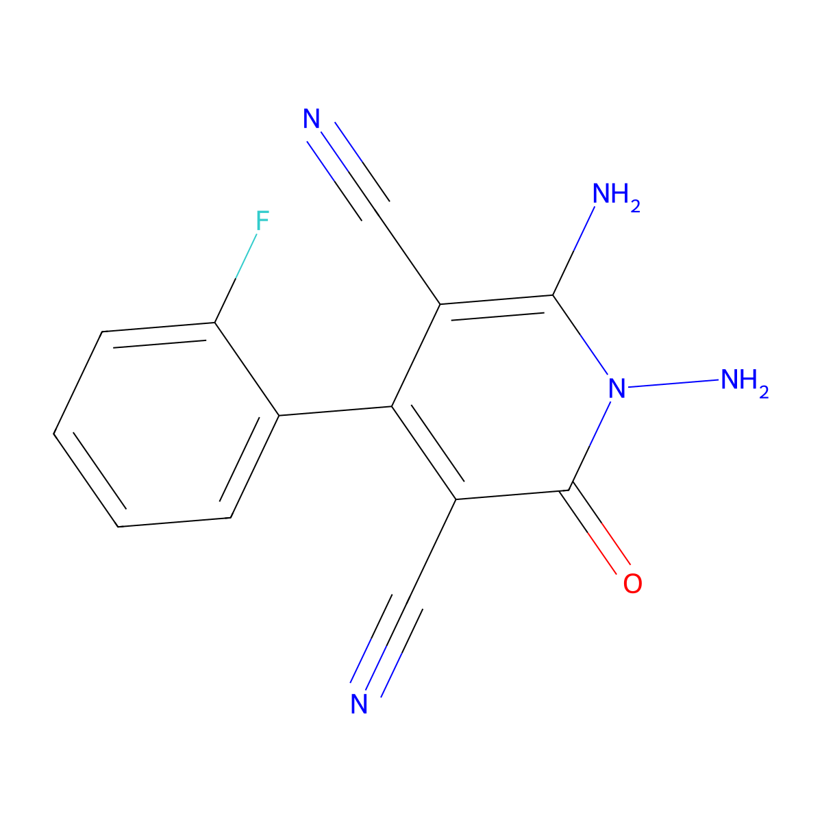 1,6-Diamino-4-(2-fluorophenyl)-1,2-dihydro-2-oxo-3,5-pyridinedicarbonitrile molecular structure, CAS 412965-15-2