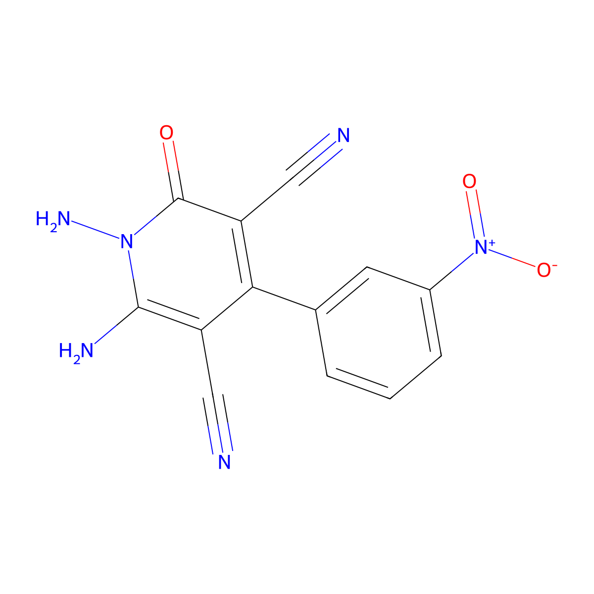 1,6-Diamino-4-(3-nitrophenyl)-2-oxo-1,2-dihydropyridine-3,5-dicarbonitrile molecular structure, CAS 412965-16-3