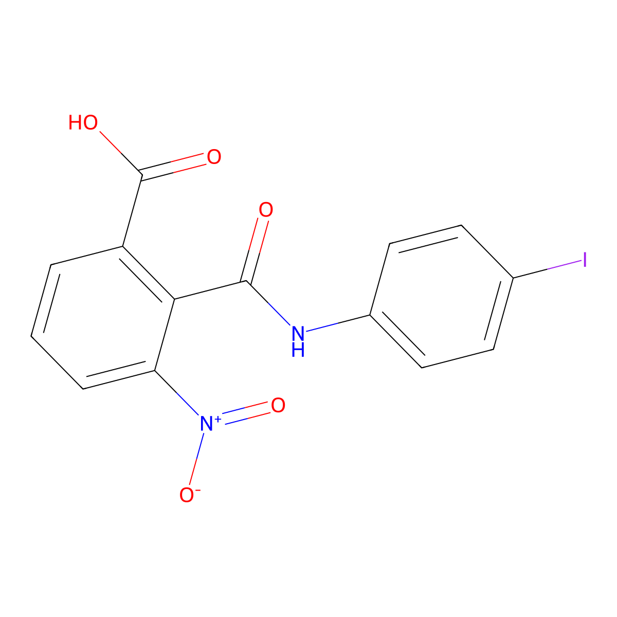 2-[(4-Iodophenyl)carbamoyl]-3-nitrobenzoic acid molecular structure, CAS 412965-96-9