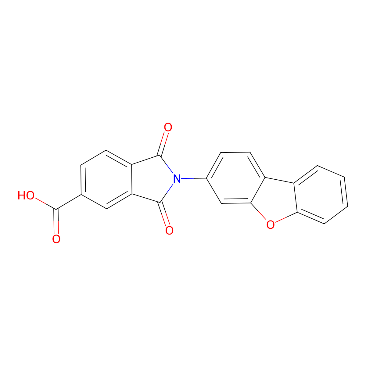 2-Dibenzo[b,d]furan-3-yl-1,3-dioxo-5-isoindolinecarboxylic acid molecular structure, CAS 412966-00-8