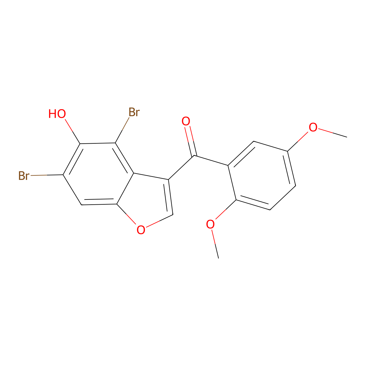(4,6-Dibromo-5-hydroxy-1-benzofuran-3-yl)(2,5-dimethoxyphenyl)methanone molecular structure, CAS 412966-58-6