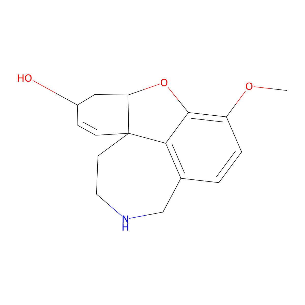 N-Desmethylgalantamine molecular structure, CAS 41303-74-6