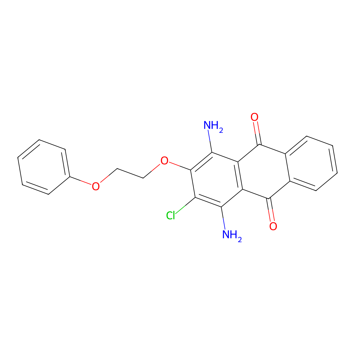 9,10-Anthracenedione, 1,4-diamino-2-chloro-3-(2-phenoxyethoxy)- molecular structure, CAS 41312-86-1