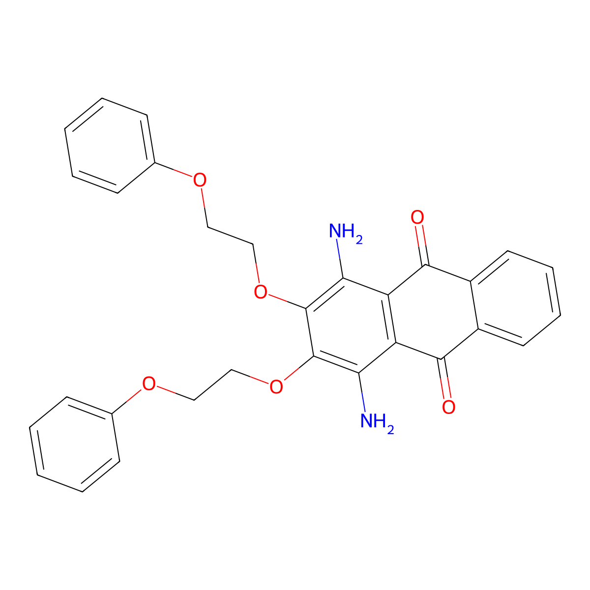 1,4-Diamino-2,3-bis(2-phenoxyethoxy)anthracene-9,10-dione molecular structure, CAS 41313-11-5