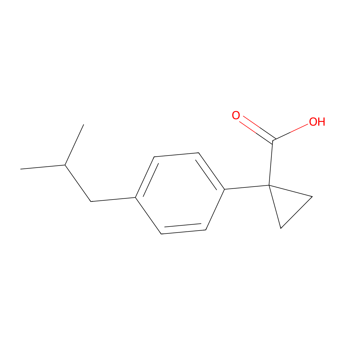 1-[4-(2-Methylpropyl)phenyl]cyclopropane-1-carboxylic acid molecular structure, CAS 41315-13-3