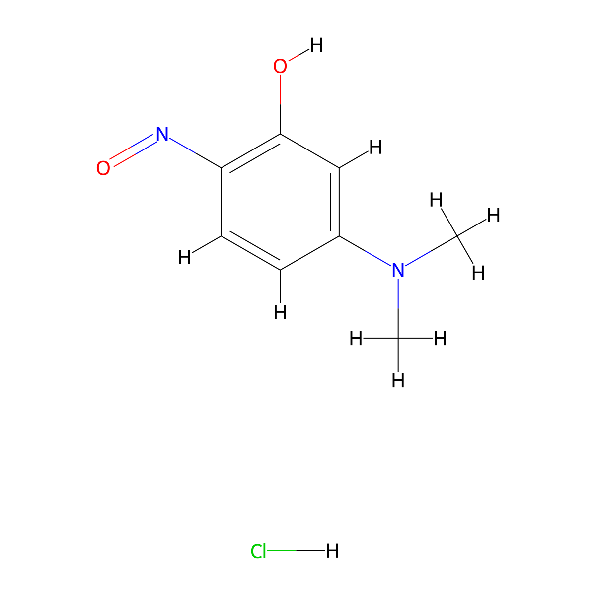 5-(Dimethylamino)-2-nitrosophenol--hydrogen chloride (1/1) molecular structure, CAS 41317-10-6