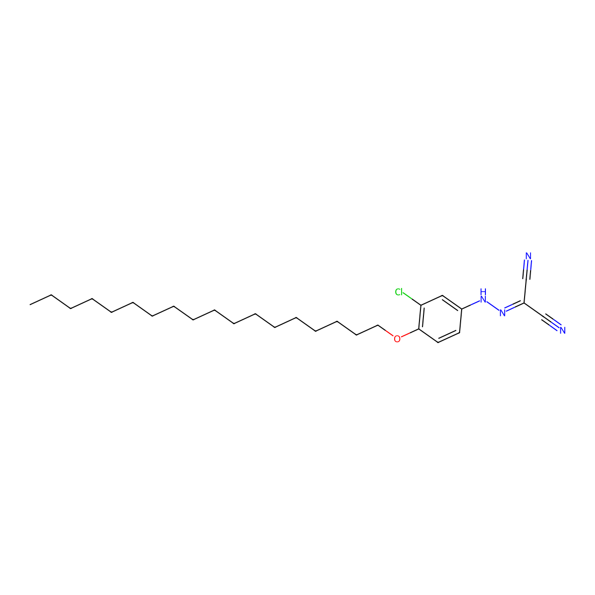 Propanedinitrile, 2-[2-[3-chloro-4-(octadecyloxy)phenyl]hydrazinylidene]- molecular structure, CAS 41319-88-4