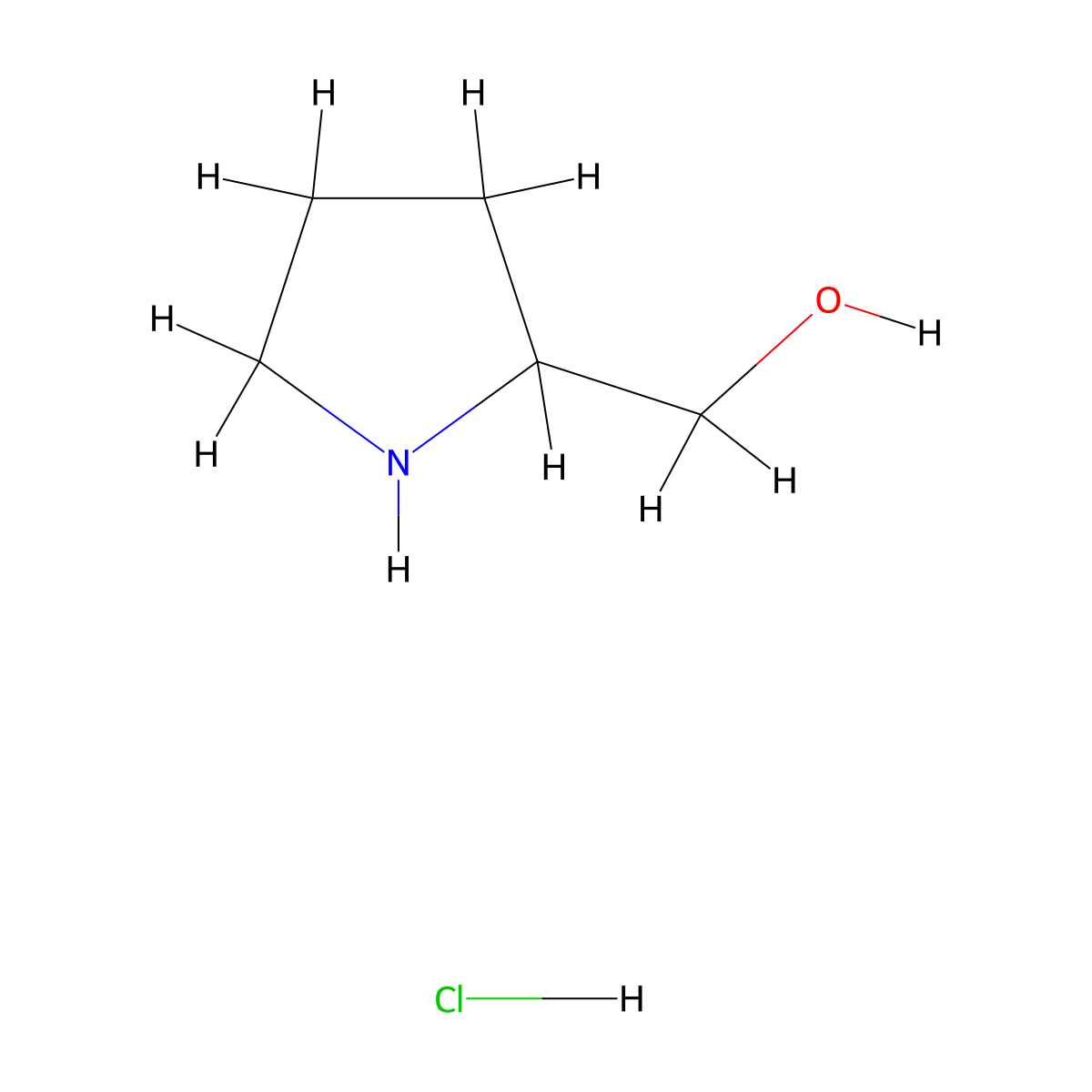Pyrrolidin-2-ylmethanol hydrochloride molecular structure, CAS 41325-79-5