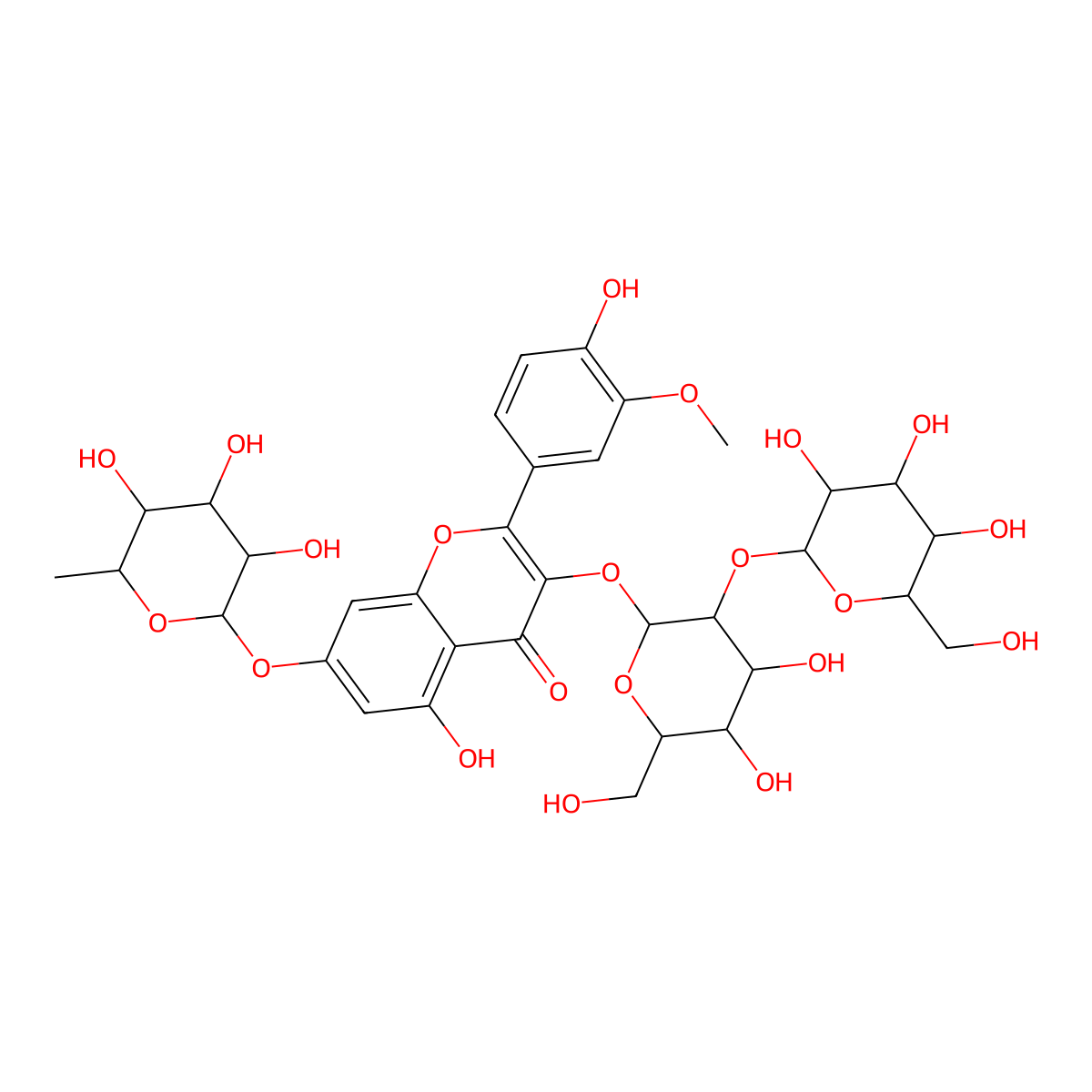 Isorhamnetin 3-sophoroside-7-rhamnoside molecular structure, CAS 41328-75-0