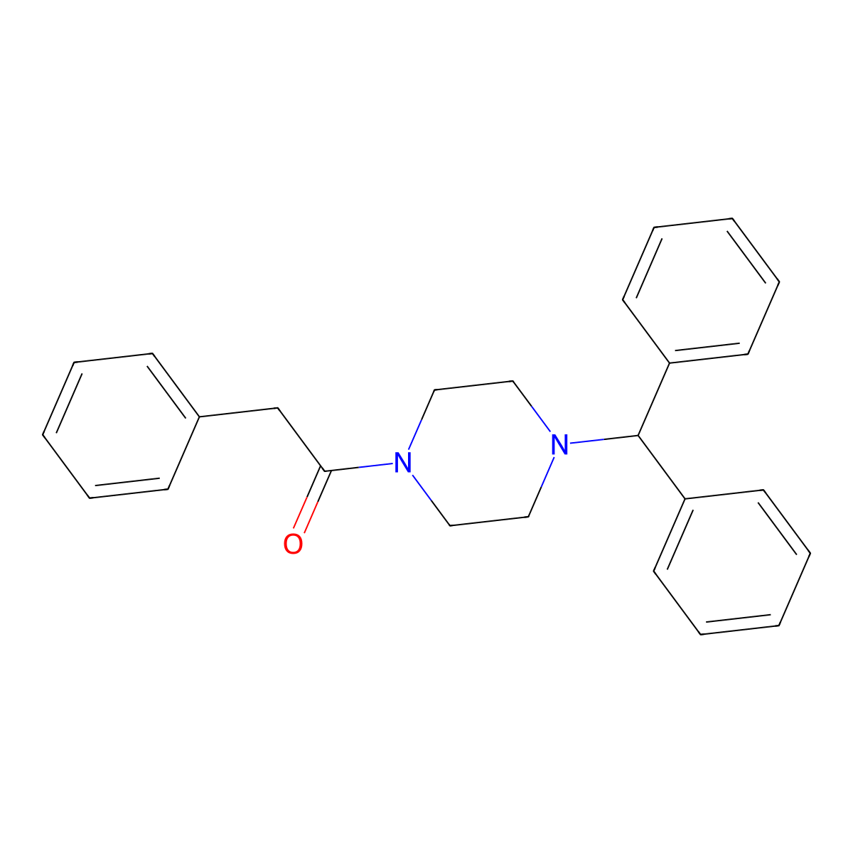 1-(4-Benzhydrylpiperazin-1-yl)-2-phenylethanone molecular structure, CAS 41332-21-2