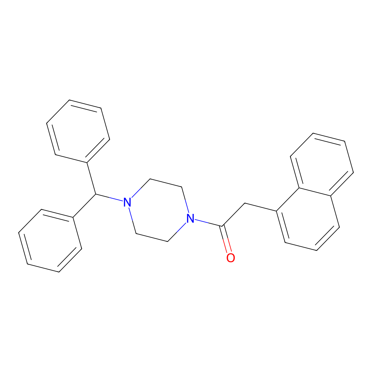 1-(4-(Diphenylmethyl)piperazinyl)-2-naphthylethan-1-one molecular structure, CAS 41332-25-6