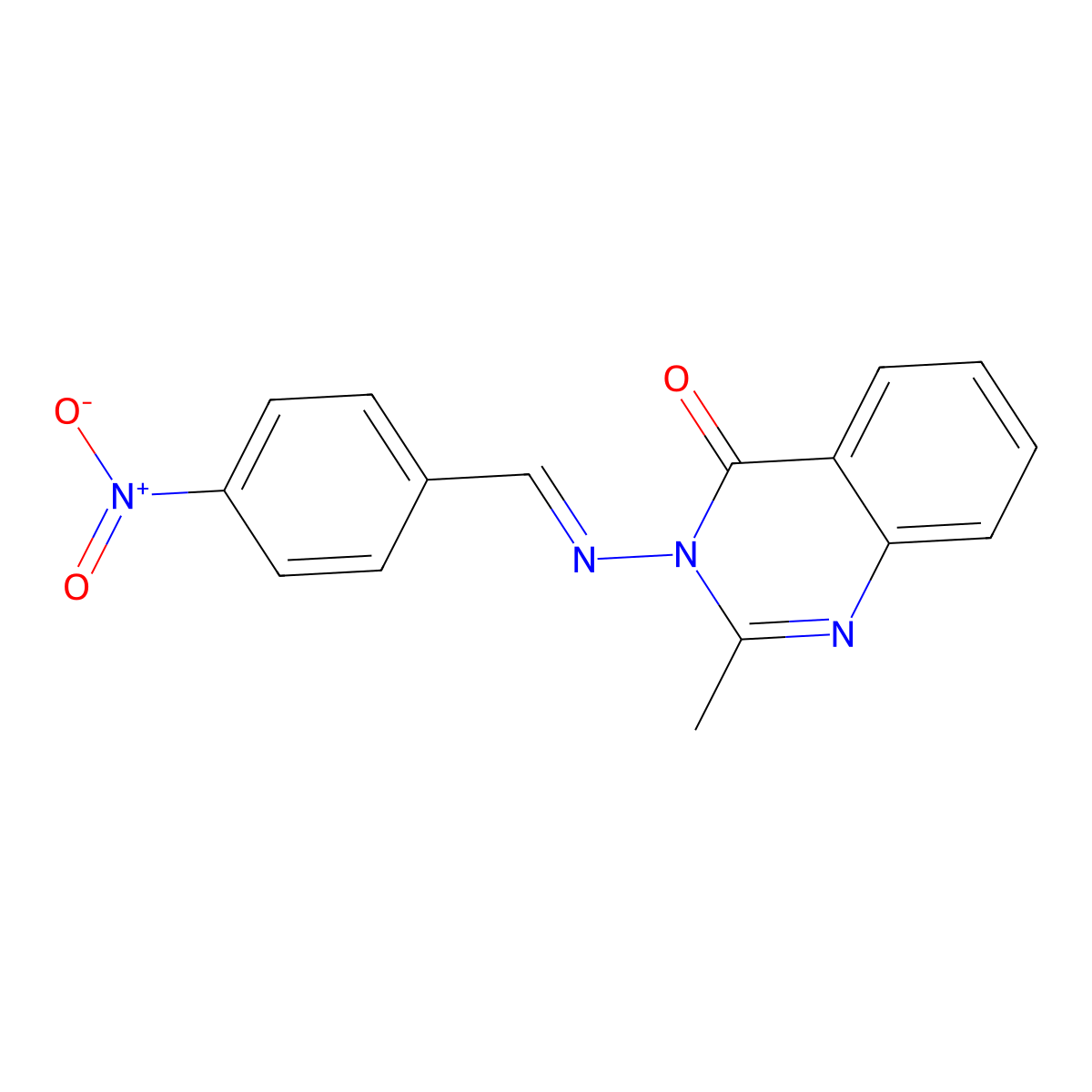 4(3H)-Quinazolinone, 2-methyl-3-[[(4-nitrophenyl)methylene]amino]- molecular structure, CAS 41332-43-8