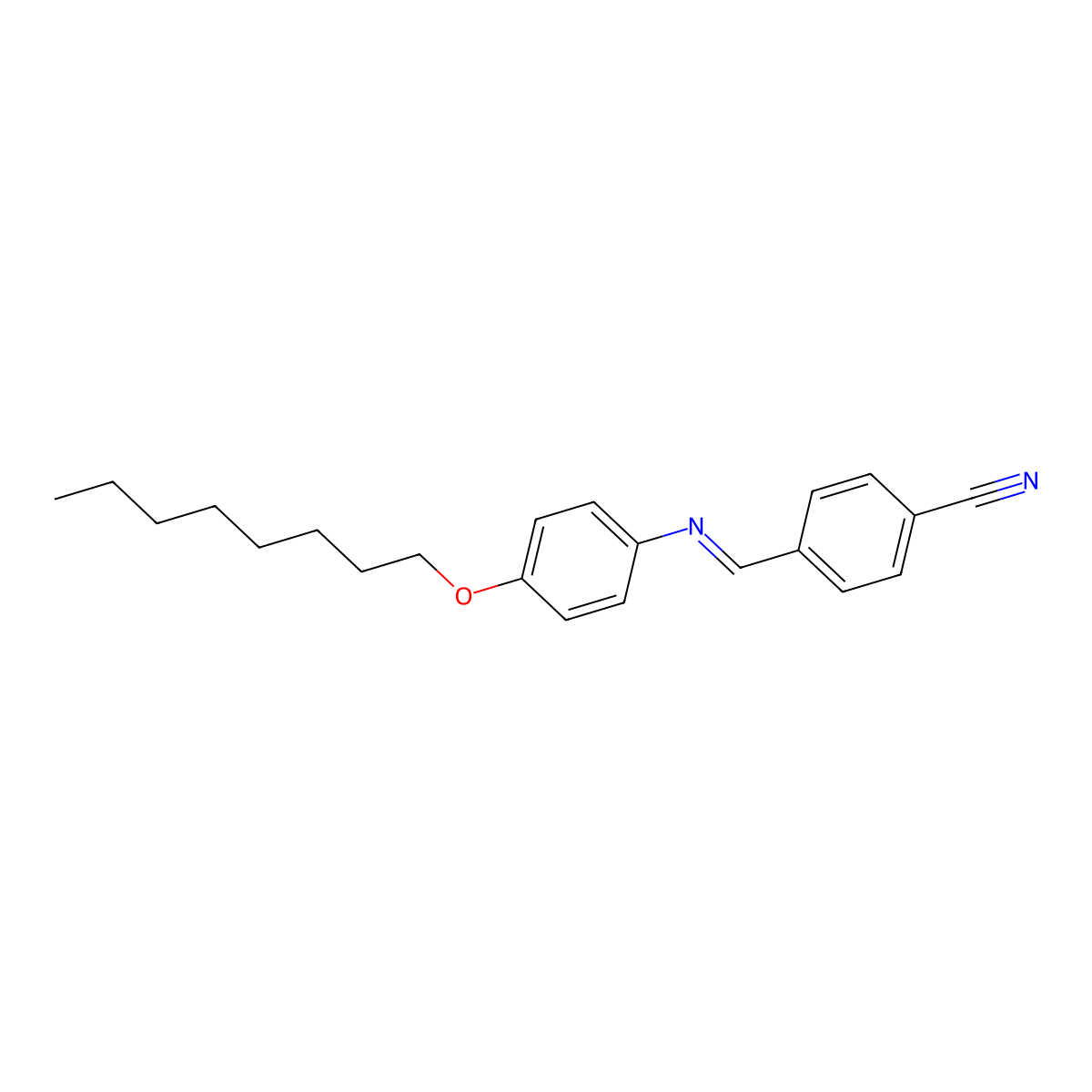 Benzonitrile, 4-[[[4-(octyloxy)phenyl]imino]methyl]- molecular structure, CAS 41335-35-7
