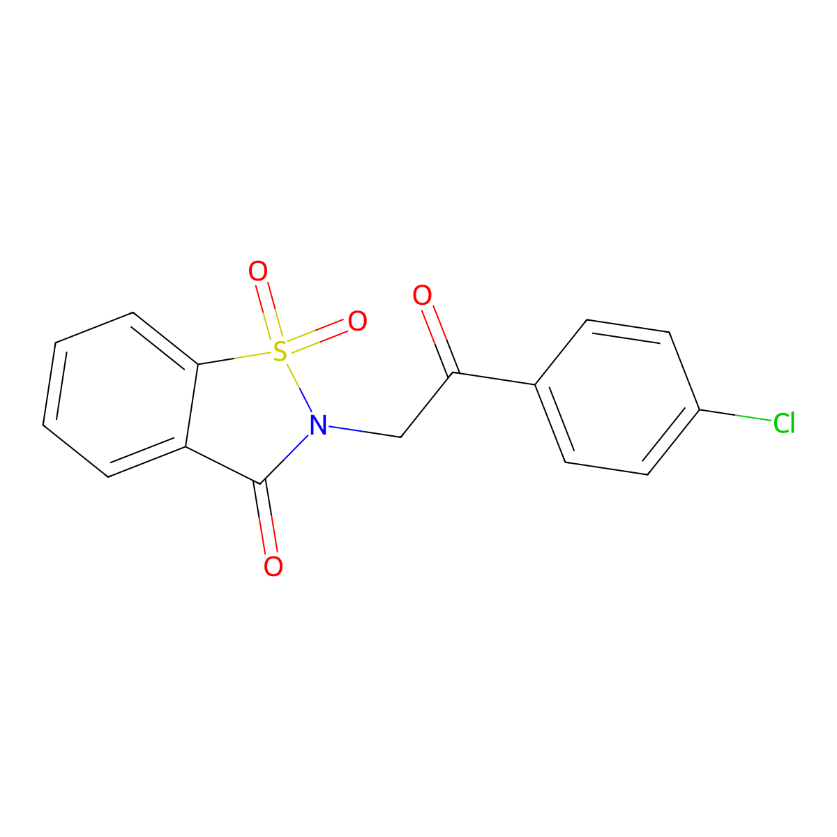 2-(2-(4-Chlorophenyl)-2-oxoethyl)benzo[d]isothiazol-3(2H)-one 1,1-dioxide molecular structure, CAS 41335-62-0