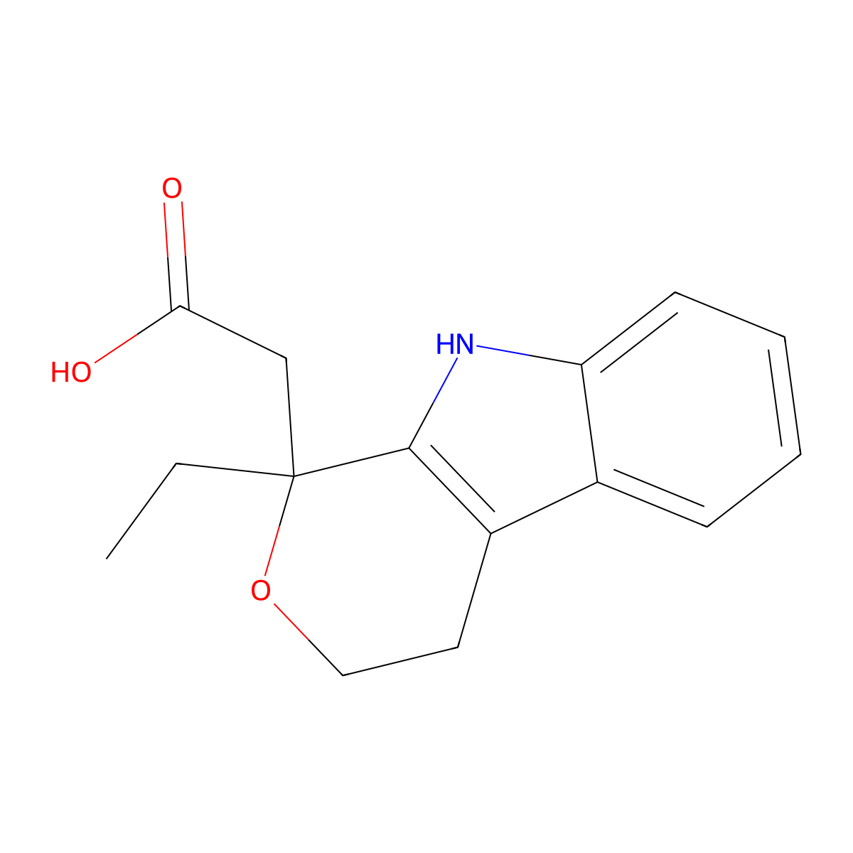 1-Ethyl-1,3,4,9-tetrahydropyrano(3,4-b)indole-1-acetic acid molecular structure, CAS 41339-67-7
