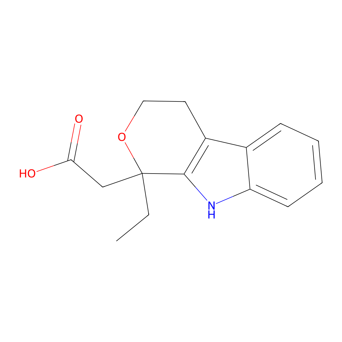 1-Ethyl-1,3,4,9-tetrahydropyrano(3,4-b)indole-1-acetic acid molecular structure, CAS 41339-67-7