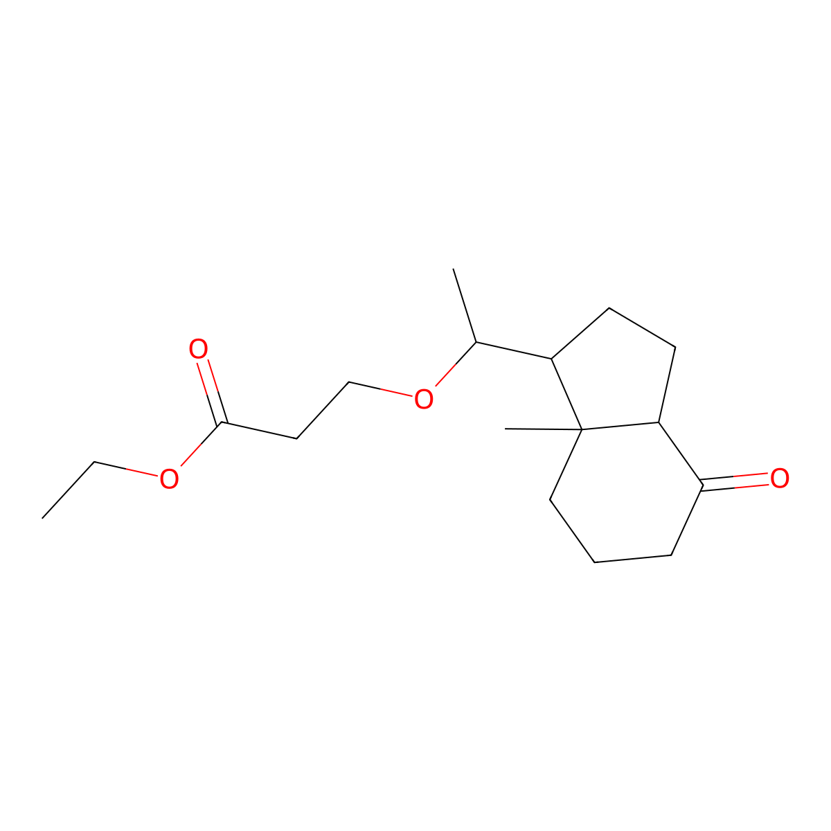 ethyl 3-((S)-1-((1S,3aR,7aR)-7a-methyl-4-oxooctahydro-1H-inden-1-yl)ethoxy)propanoate molecular structure, CAS 413571-28-5