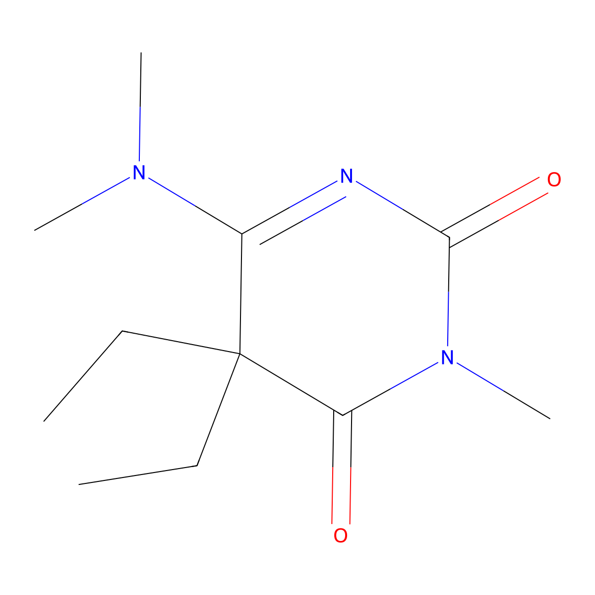 2,4(3H,5H)-Pyrimidinedione,6-(dimethylamino)-5,5-diethyl-3-methyl-(9CI) molecular structure, CAS 413571-60-5