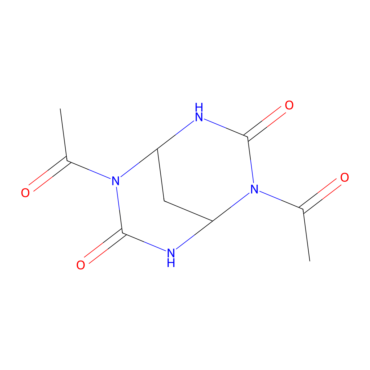 2,6-Diacetyl-2,4,6,8-tetraazabicyclo[3.3.1]nonane-3,7-dione molecular structure, CAS 413572-54-0