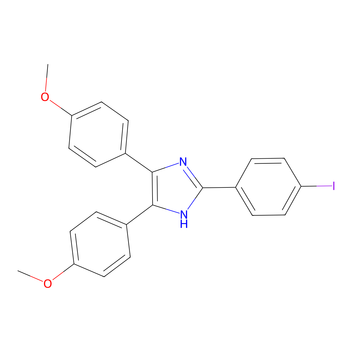 2-(4-iodophenyl)-4,5-bis(4-methoxyphenyl)-1H-imidazole molecular structure, CAS 413575-20-9