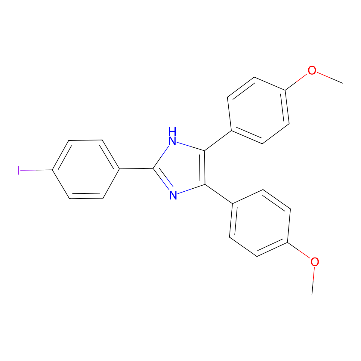 2-(4-iodophenyl)-4,5-bis(4-methoxyphenyl)-1H-imidazole molecular structure, CAS 413575-20-9