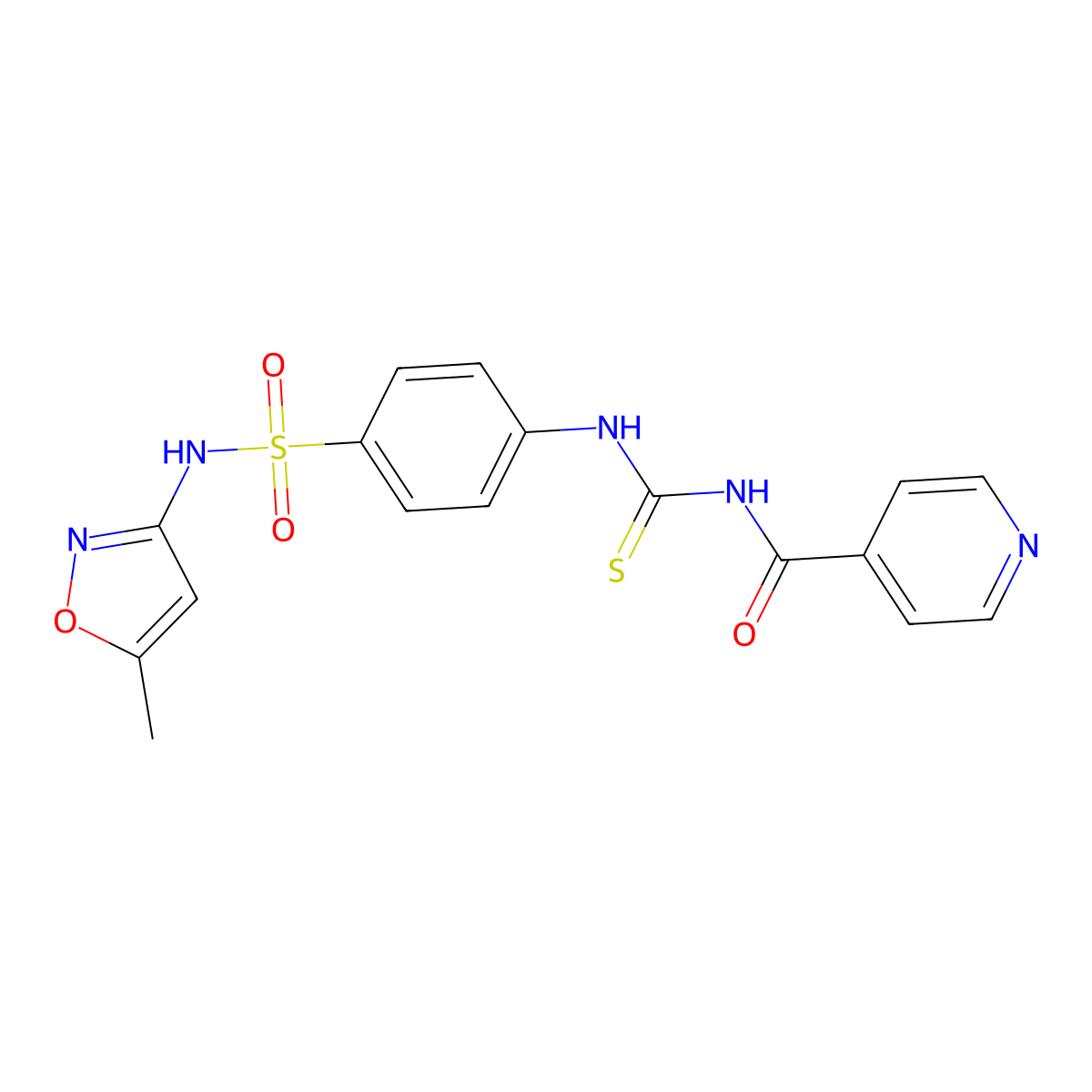 N-[[4-[(5-methyl-1,2-oxazol-3-yl)sulfamoyl]phenyl]carbamothioyl]pyridine-4-carboxamide molecular structure, CAS 413580-39-9