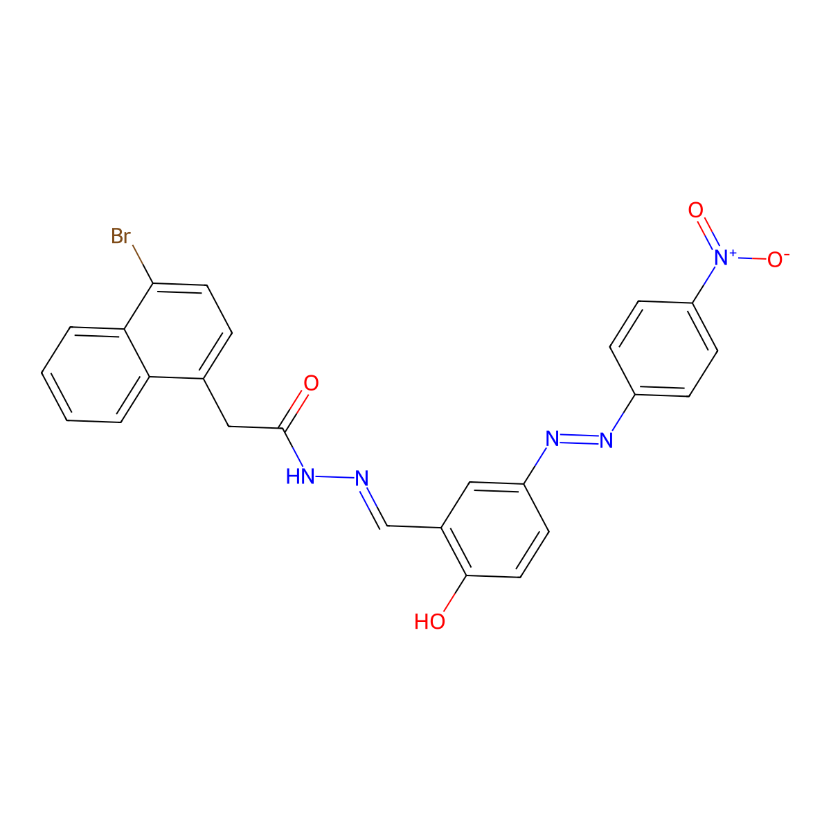 2-(4-bromonaphthalen-1-yl)-N-[[2-hydroxy-5-[(4-nitrophenyl)diazenyl]phenyl]methylideneamino]acetamide molecular structure, CAS 413580-63-9