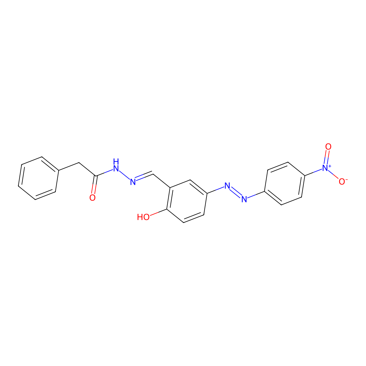 Benzeneacetic acid, 2-[[2-hydroxy-5-[2-(4-nitrophenyl)diazenyl]phenyl]methylene]hydrazide molecular structure, CAS 413580-68-4