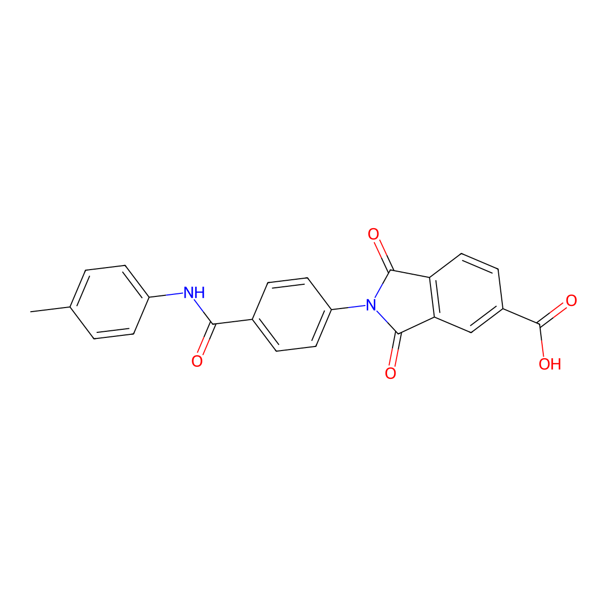 2-{4-[(4-methylphenyl)carbamoyl]phenyl}-1,3-dioxo-2,3-dihydro-1H-isoindole-5-carboxylic acid molecular structure, CAS 413582-64-6