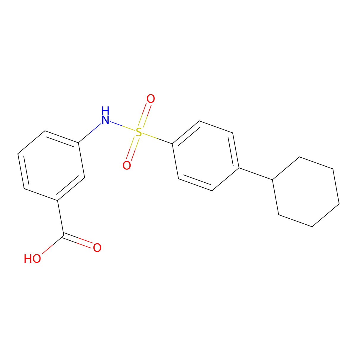 3-{[(4-Cyclohexylphenyl)sulfonyl]amino}benzoic acid molecular structure, CAS 413582-77-1