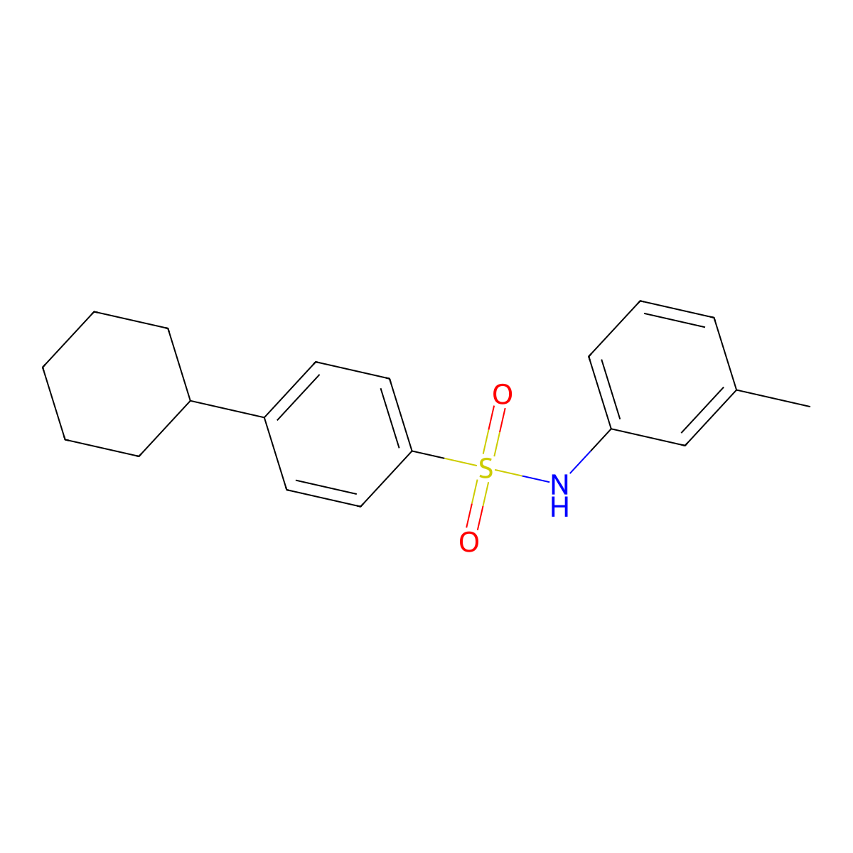 4-cyclohexyl-N-(3-methylphenyl)benzenesulfonamide molecular structure, CAS 413583-15-0