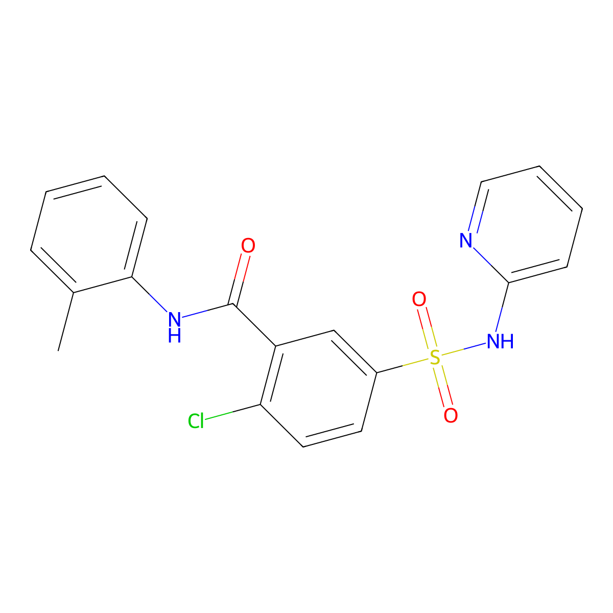 2-chloro-N-(2-methylphenyl)-5-[(2-pyridinylamino)sulfonyl]benzamide molecular structure, CAS 413583-25-2