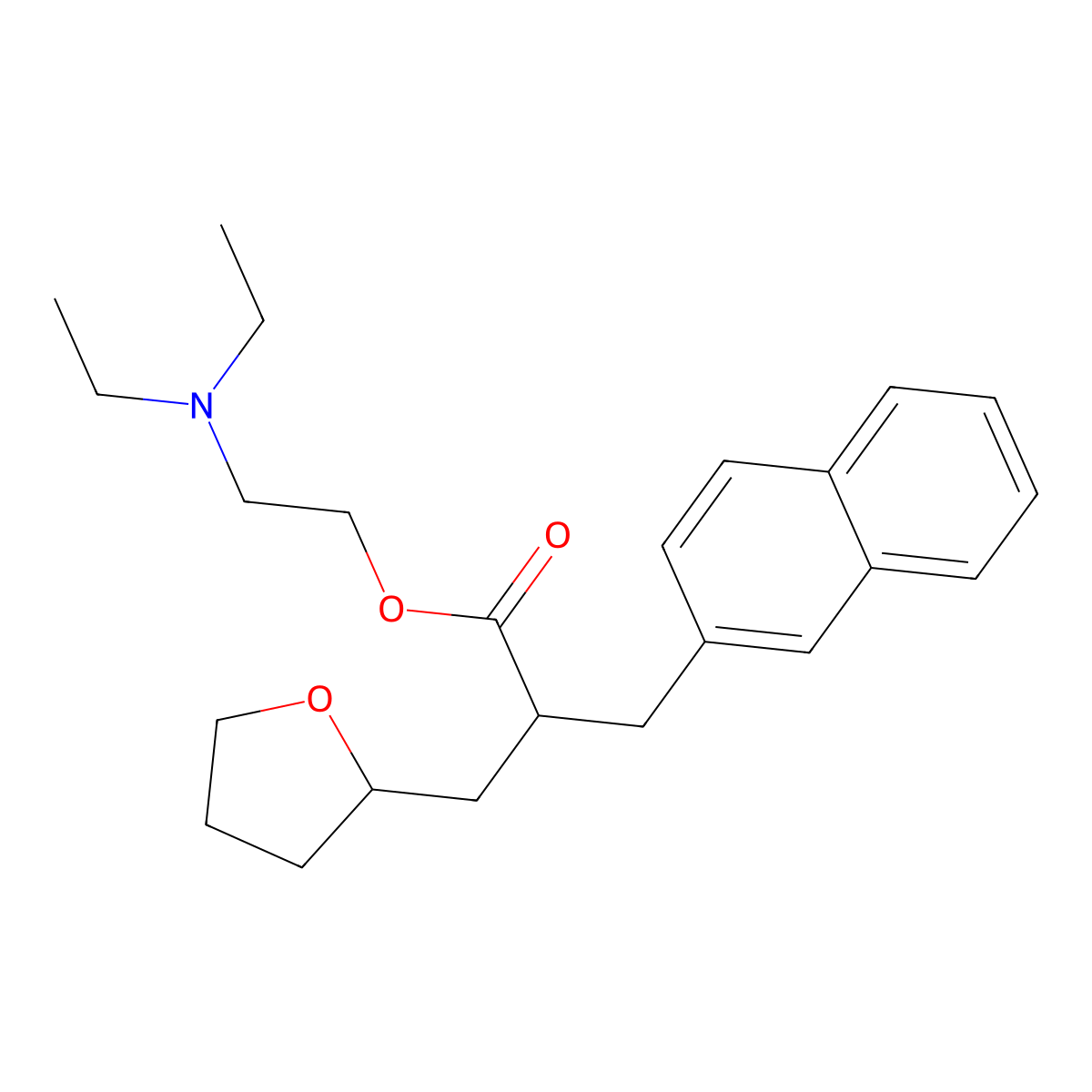 2-(Diethylamino)ethyl tetrahydro-alpha-(2-naphthylmethyl)furan-2-propionate molecular structure, CAS 41359-72-2