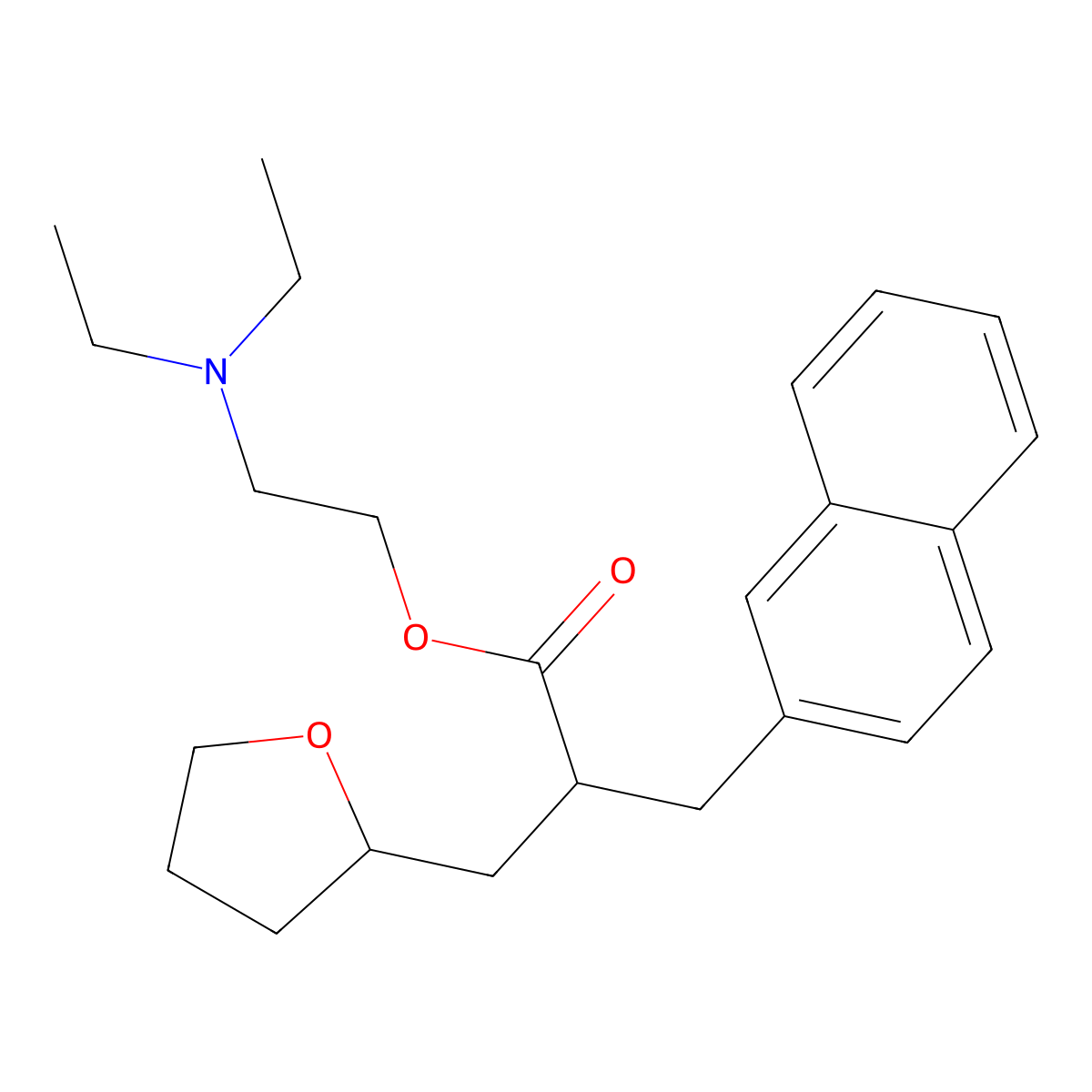 2-(Diethylamino)ethyl tetrahydro-alpha-(2-naphthylmethyl)furan-2-propionate molecular structure, CAS 41359-72-2