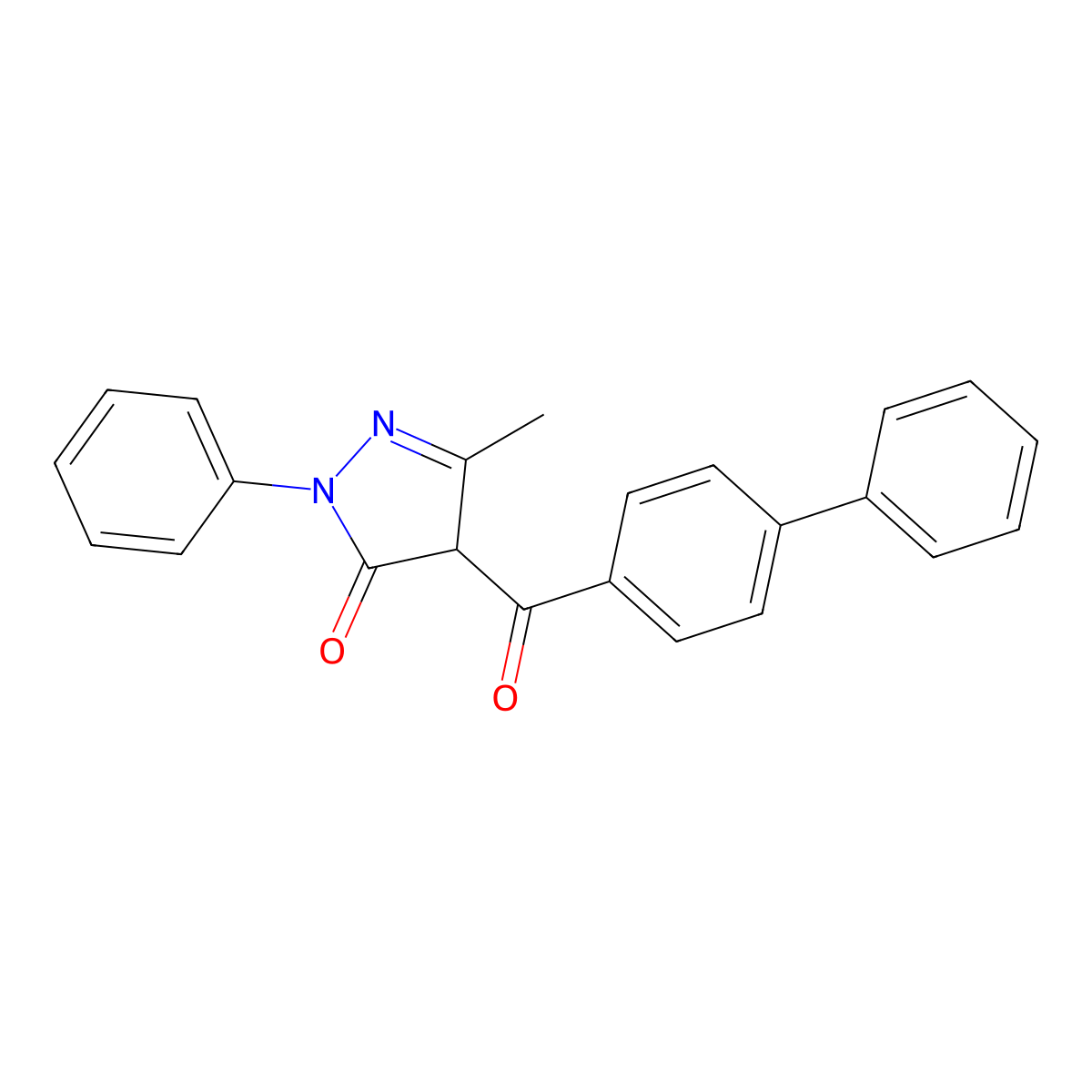 5-methyl-2-phenyl-4-(4-phenylbenzoyl)-4H-pyrazol-3-one molecular structure, CAS 413591-36-3