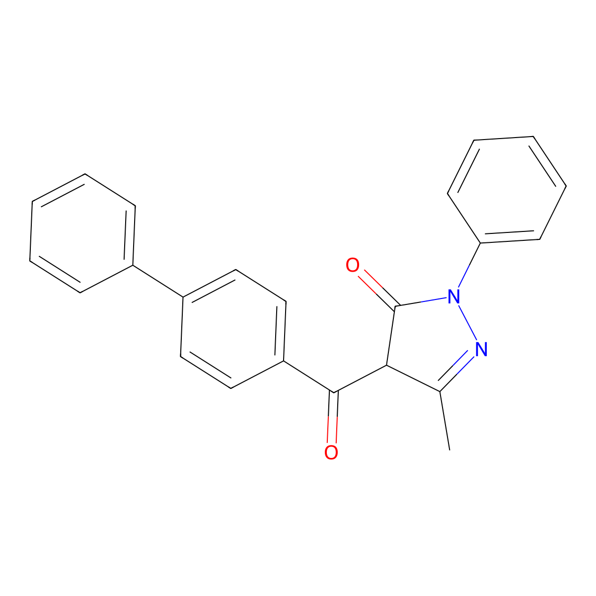 5-methyl-2-phenyl-4-(4-phenylbenzoyl)-4H-pyrazol-3-one molecular structure, CAS 413591-36-3