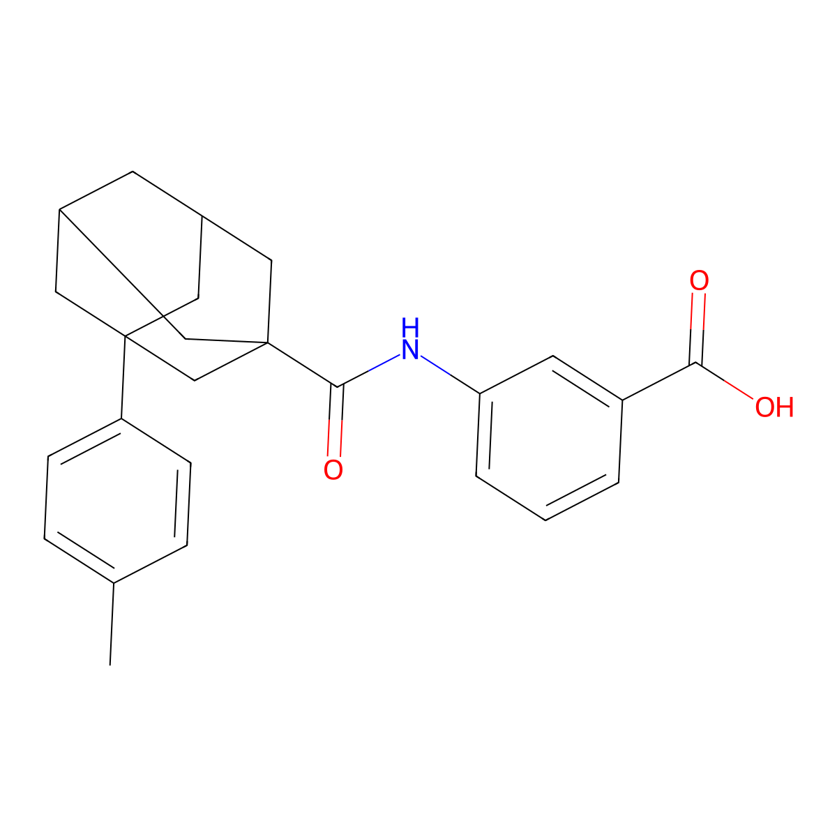 3-[3-(4-Methylphenyl)adamantane-1-amido]benzoic acid molecular structure, CAS 413593-49-4