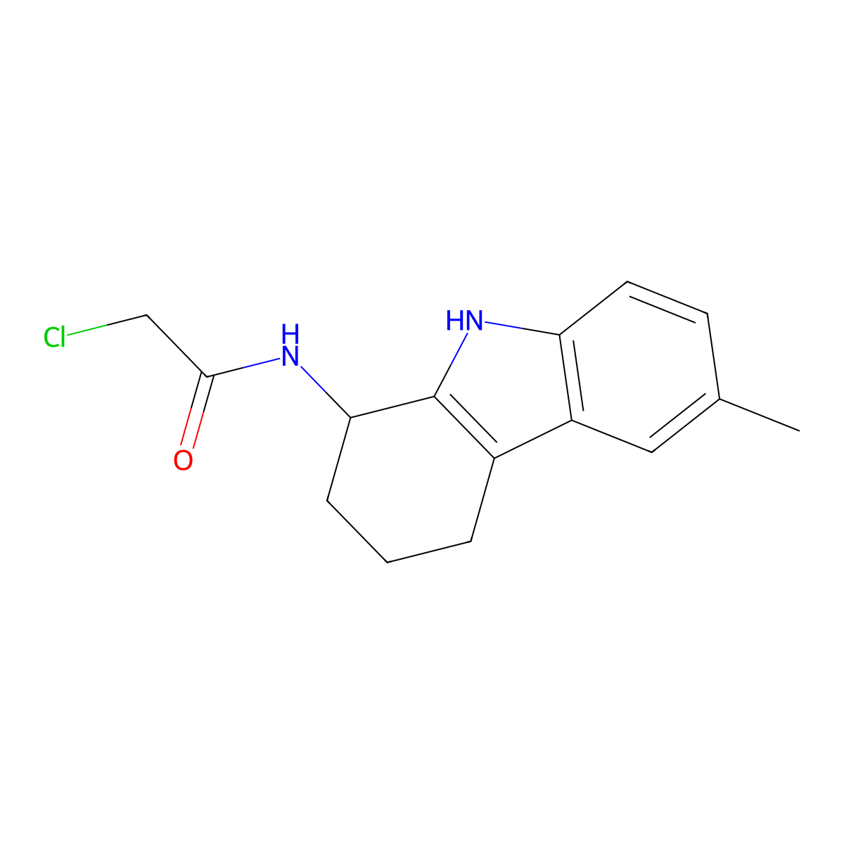 2-chloro-N-(6-methyl-2,3,4,9-tetrahydro-1H-carbazol-1-yl)acetamide molecular structure, CAS 413593-64-3