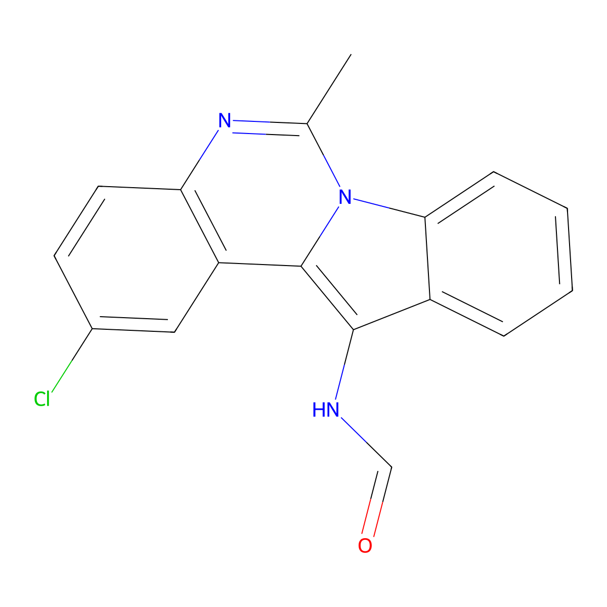 N-(2-chloro-6-methylindolo[1,2-c]quinazolin-12-yl)formamide molecular structure, CAS 413593-88-1