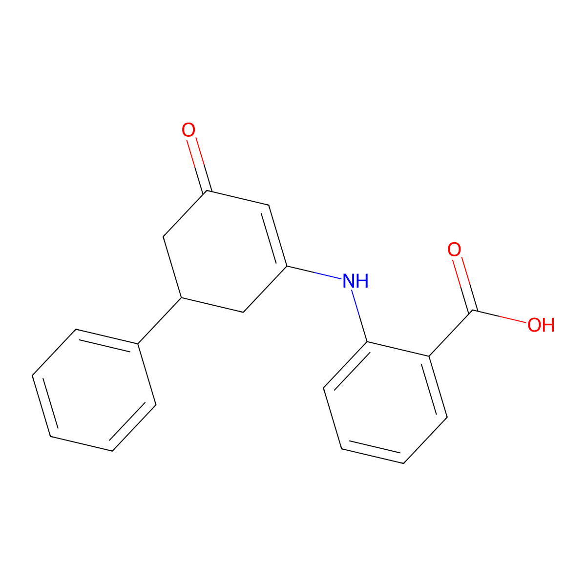 2-((3-Oxo-5-phenylcyclohex-1-enyl)amino)benzoic acid molecular structure, CAS 413594-39-5