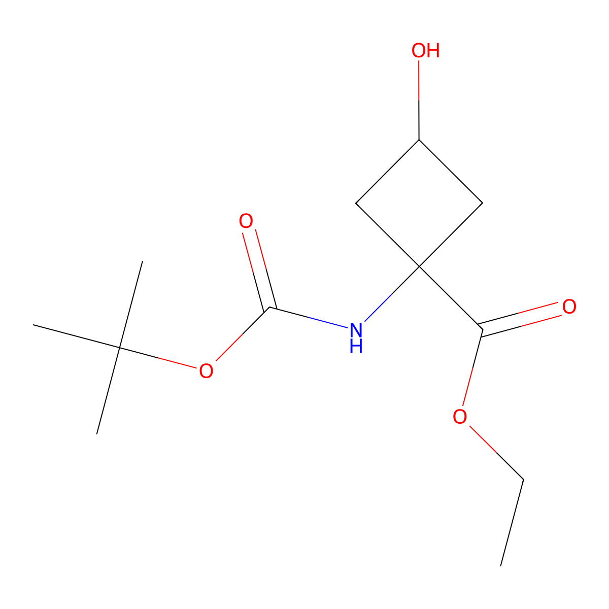 Ethyl 1-{[(tert-butoxy)carbonyl]amino}-3-hydroxycyclobutane-1-carboxylate molecular structure, CAS 413597-67-8