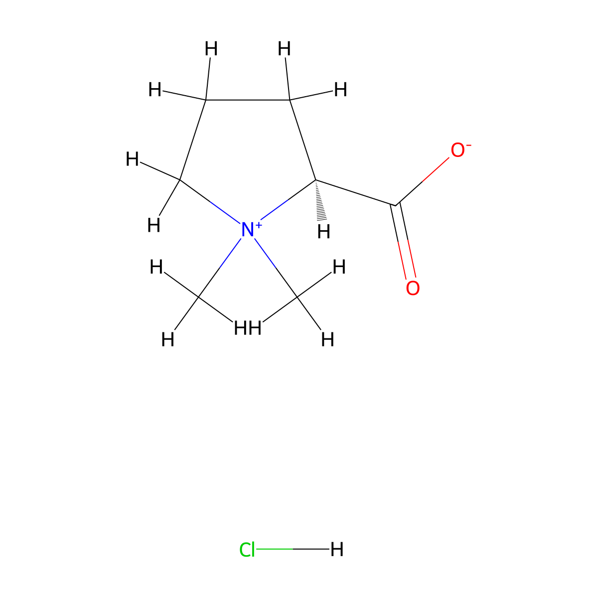 Stachydrine Hydrochloride molecular structure, CAS 4136-37-2
