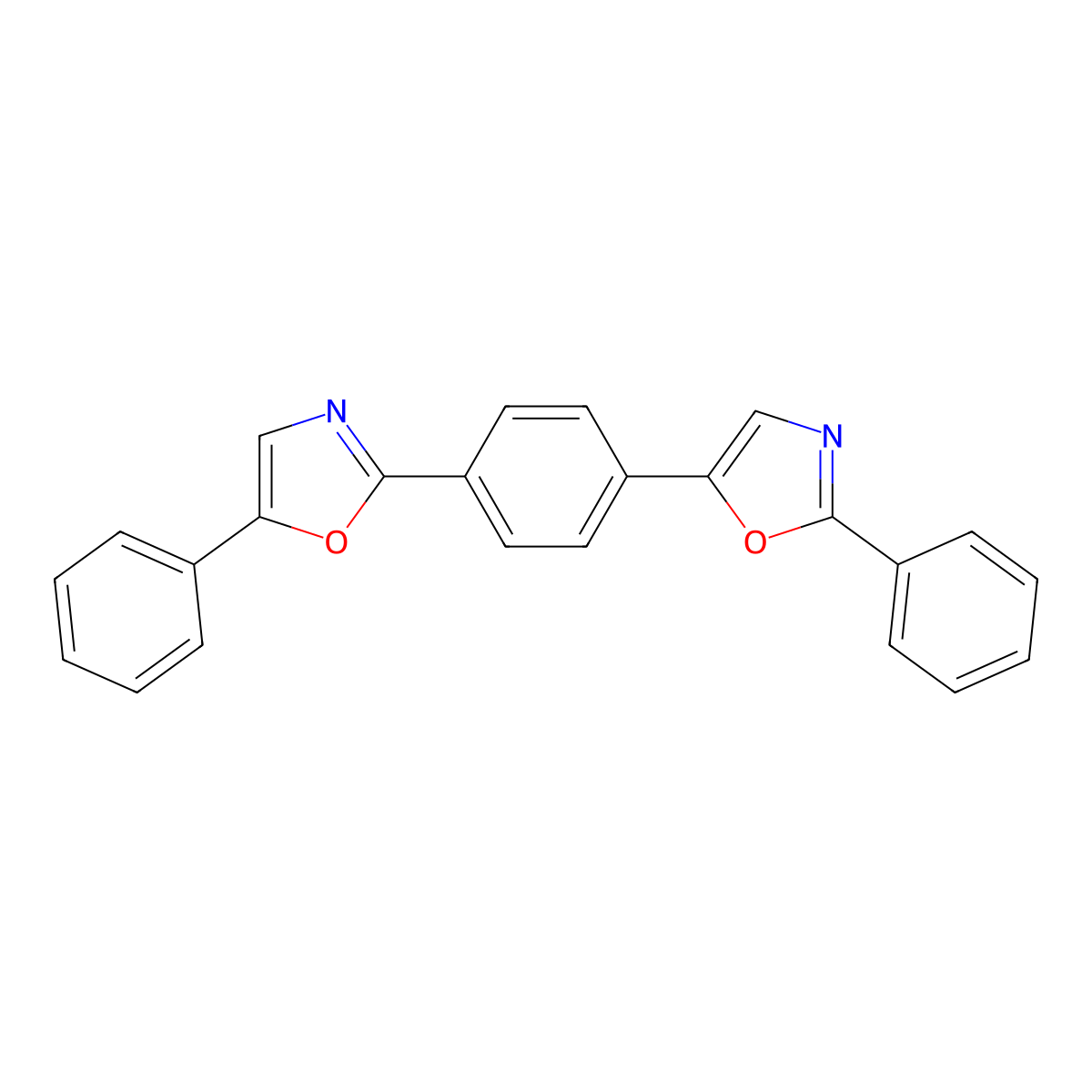 5-Phenyl-2-[4-(2-phenyl-1,3-oxazol-5-yl)phenyl]-1,3-oxazole molecular structure, CAS 4136-43-0