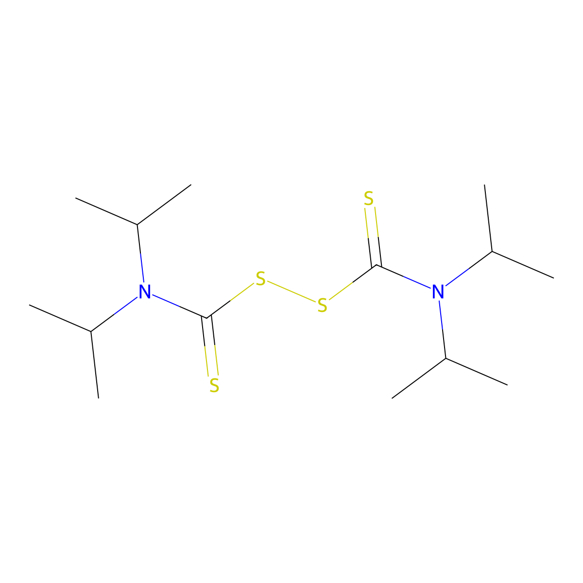 N,N,N',N'-Tetraisopropylthiuram disulfide molecular structure, CAS 4136-91-8