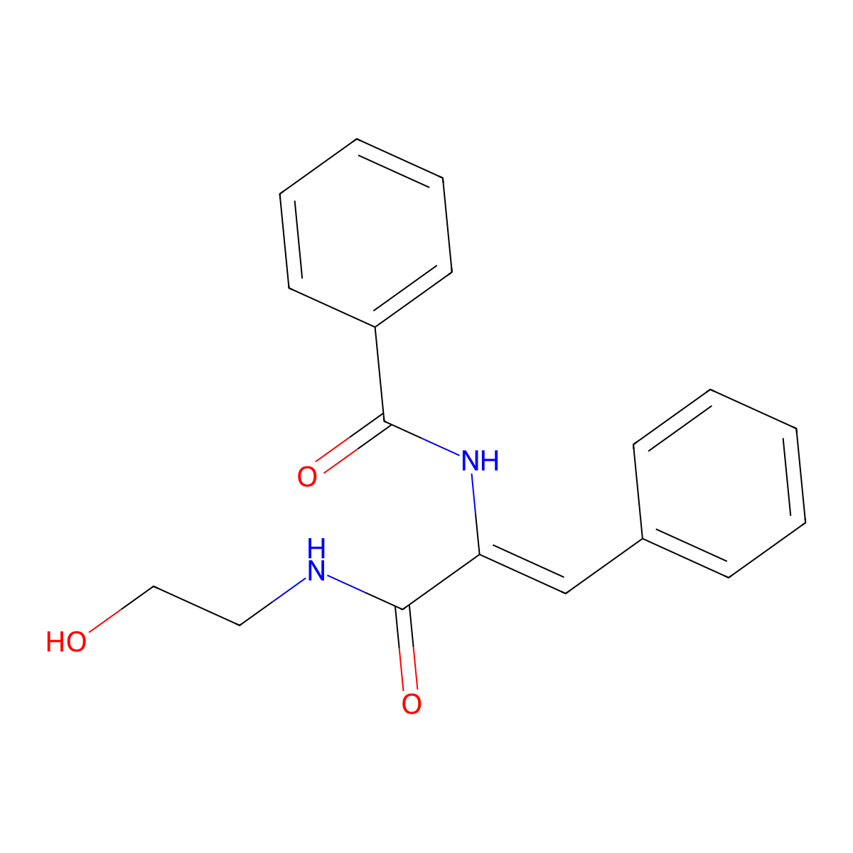 Benzamide, N-[1-[[(2-hydroxyethyl)amino]carbonyl]-2-phenylethenyl]- molecular structure, CAS 41360-79-6