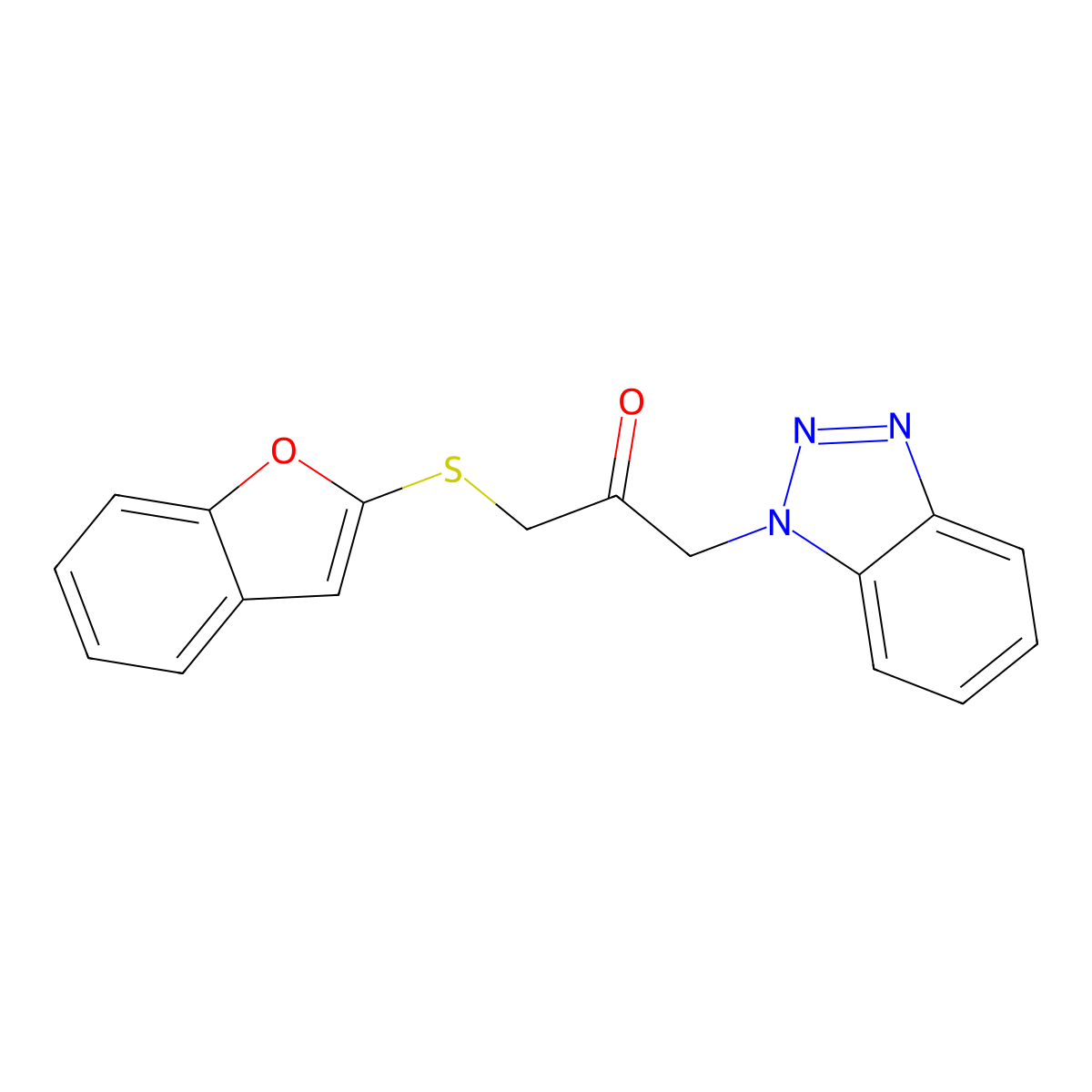 1-(1-Benzofuran-2-ylsulfanyl)-3-(1H-1,2,3-benzotriazol-1-yl)propan-2-one molecular structure, CAS 413603-89-1